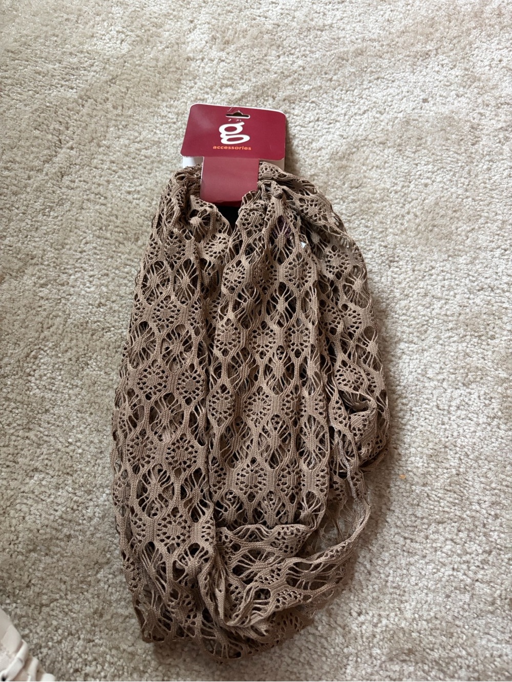 g by Accessories Beige Crochet Loop Scarf
